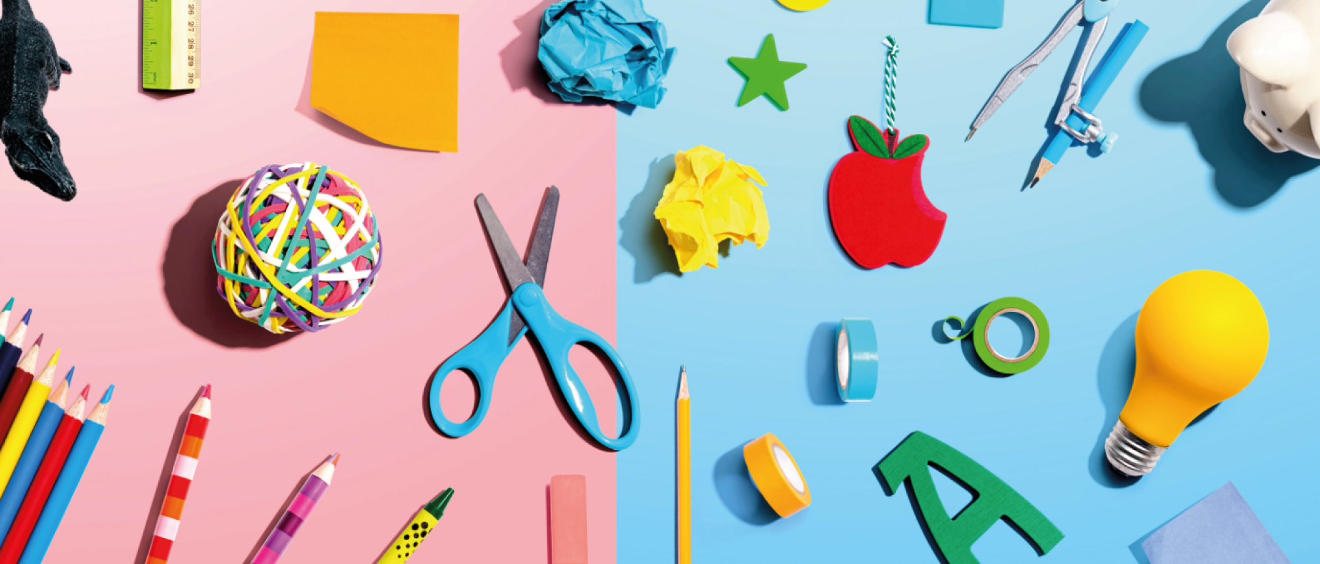 Photo shows a collection of art equipment.