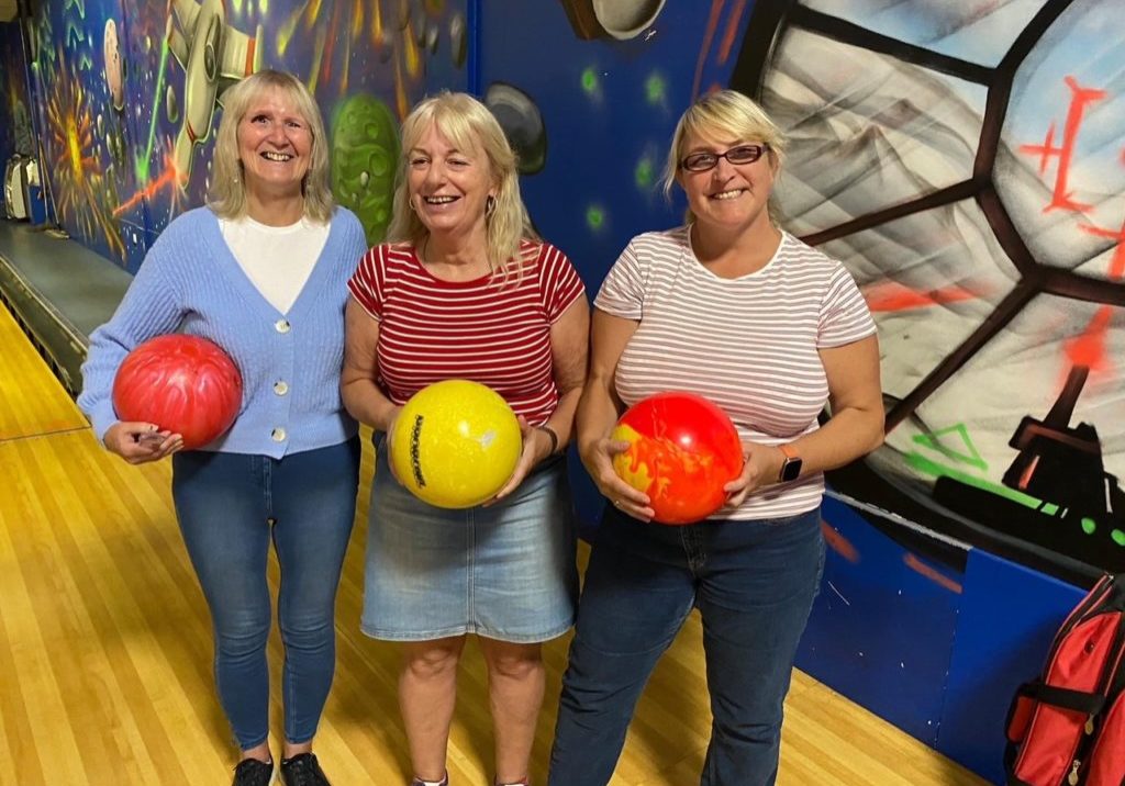 Picture shows three of our female bowlers at CJs bowling alley.